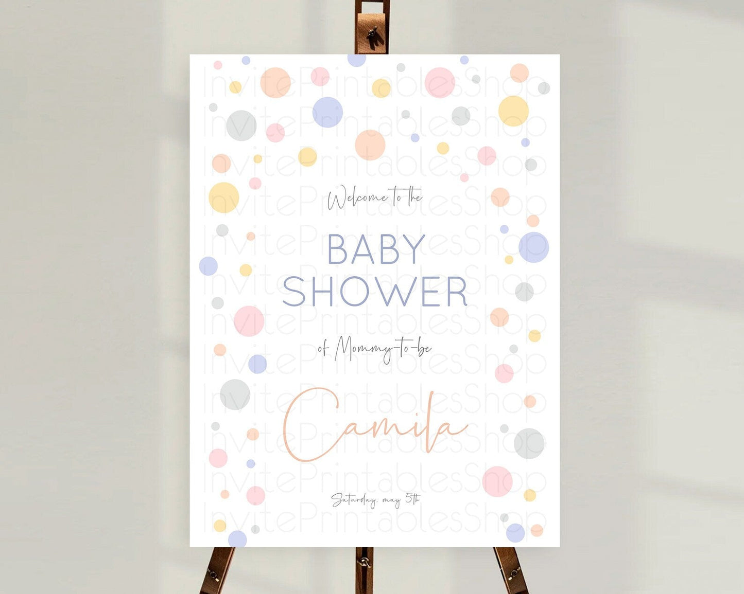Rainbow Baby Shower Welcome Sign Pastel Welcome Board Pastel Rainbow Confetti Welcome Sign Colorful Bubbles Pastel Welcome Sign D10759