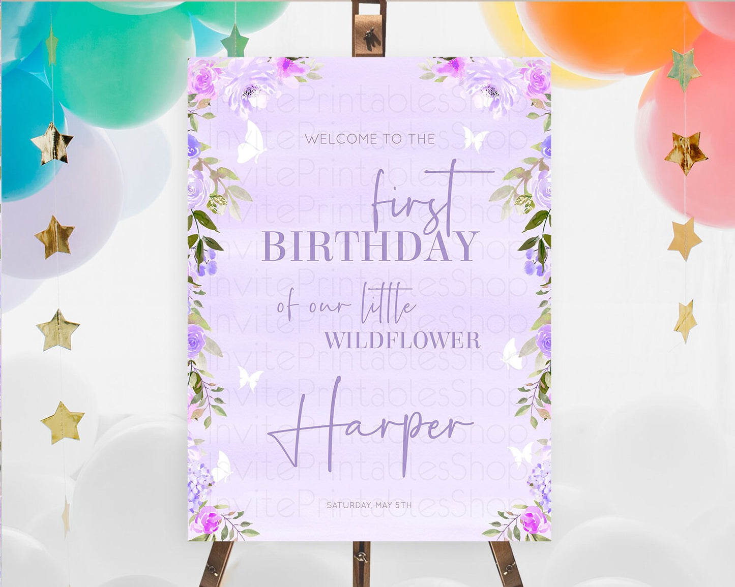 Secret Garden Welcome Sign Wildflower Welcome Board Pastel Flower Garden Welcome Poster Boho Wildflower First Birthday Welcome Sign D10719