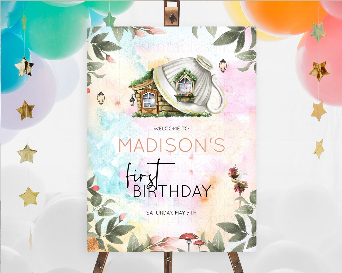 Fairy Welcome Sign Fairy Welcome Board Enchanted Garden Pastel Floral Butterfly Decor Secret Garden First Birthday Welcome Sign D10555