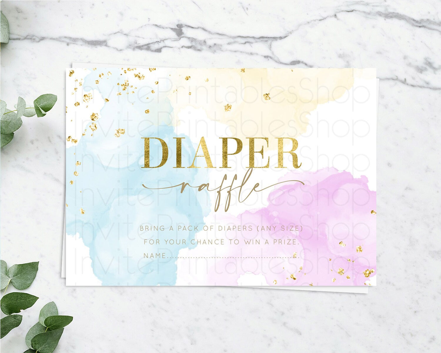 Pastel Diaper Raffle Card Pastel Rainbow Diaper Raffle Insert Colorful Ombre Watercolor Diaper Ticket Confetti Glitter Raffle Game D10204