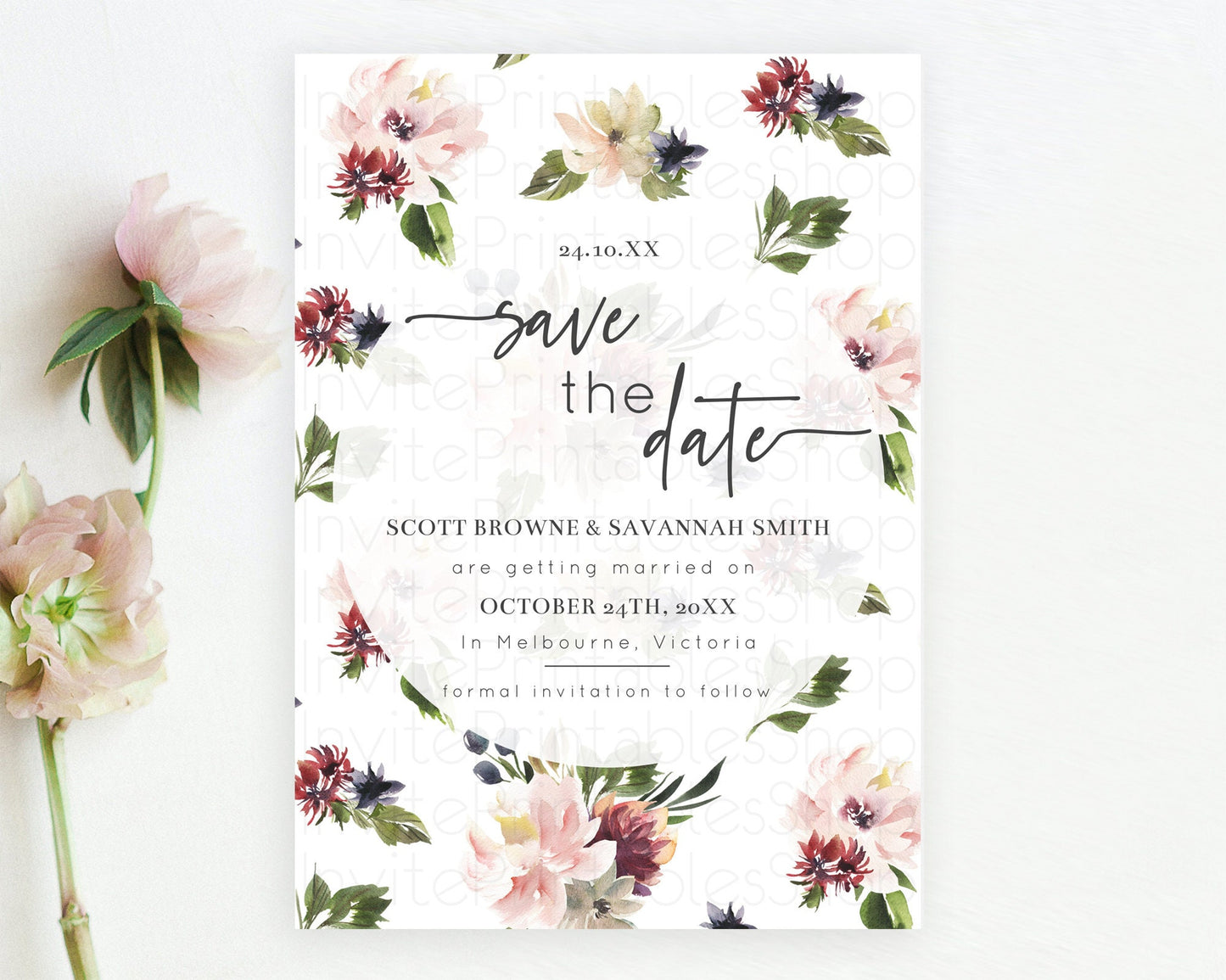 Wildflower Save The Date Template Secret Garden Save The Date Pastel Floral Garden Party Boho Flowers Birthday Baby Shower Wedding D10538