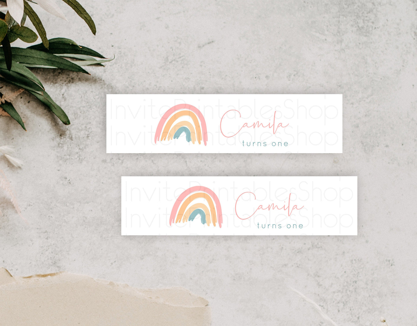 Pastel Rainbow Water Label Template Boho Colorful Rainbow Party Decor Rainbow Baby Theme 1st Birthday Baptism Baby Shower Wedding D10351