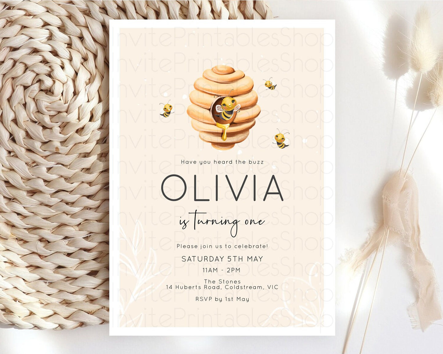 Bee Birthday Invitation Bee Invitation Bee Day Invitation Beehive Invitation Sweet Honey Bee Party Yellow 3rd 2nd 1st First Birthday D10754