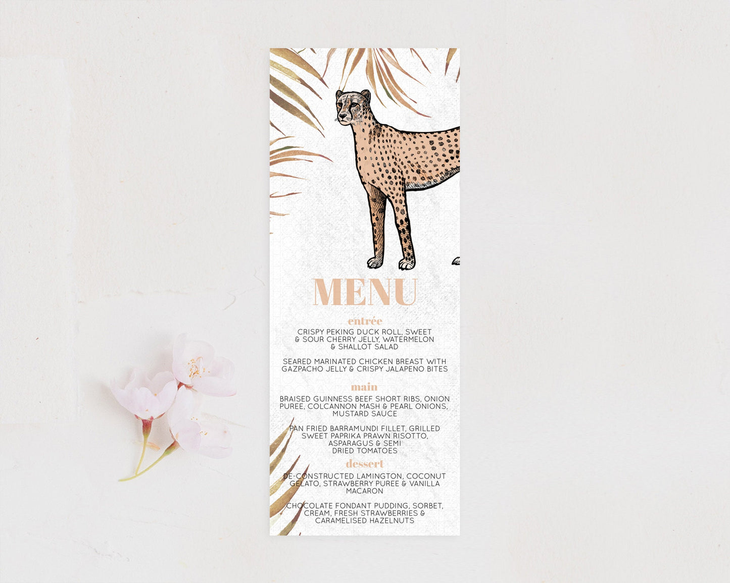 Cheetah Menu Cheetah Menu Template Cheetah Party Table Decor Safari Adventure Decor Cheetah Dinner Dessert Menu Party Food Menu D10291