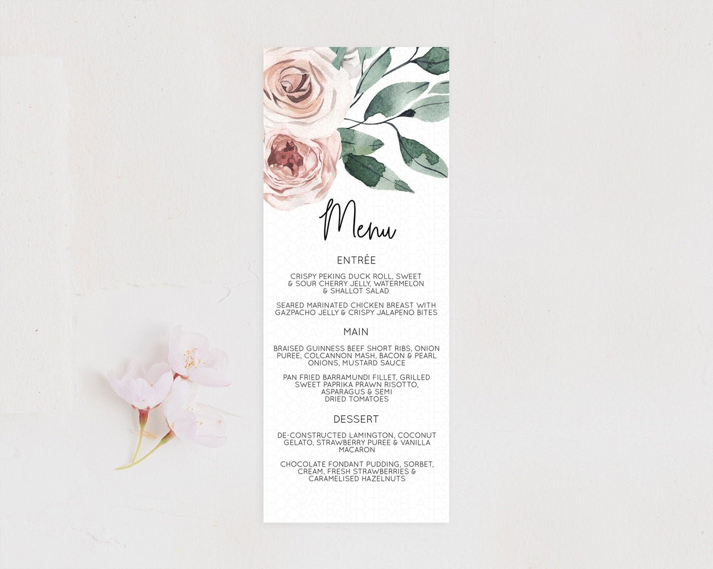 Secret Garden Menu Wildflower Menu Template Pastel Flower Garden Table Decor Boho Floral Dinner Dessert Floral Party Food Menu D11061