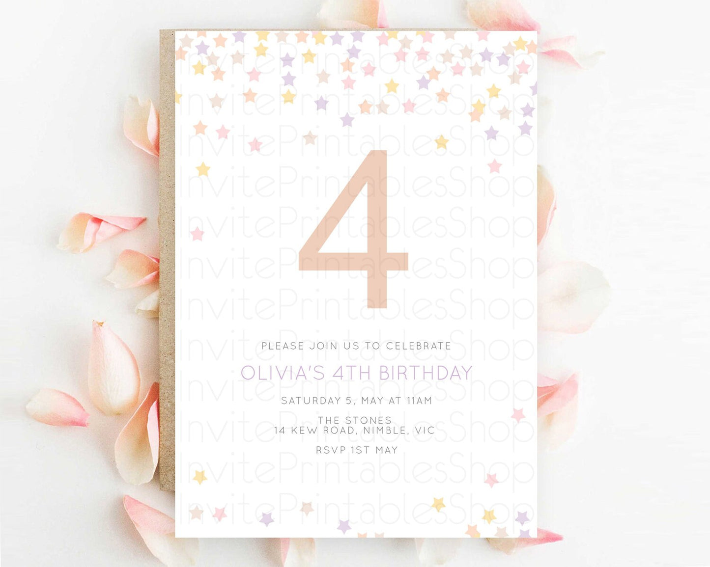 Star Birthday Invitation Pastel Stars Invite Shooting Star Party Rainbow Colorful Confetti Twinkle Little Star 2nd First Birthday D10810