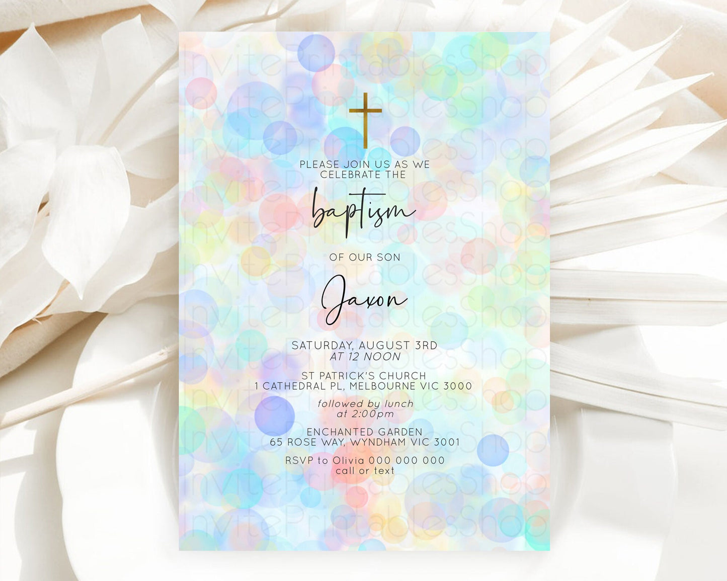 Pastel Baptism Invitation Bath Bomb Party Invitation Pastel Bubbles Baptism 1st Birthday Invitation Watercolour Christening Invite D10445