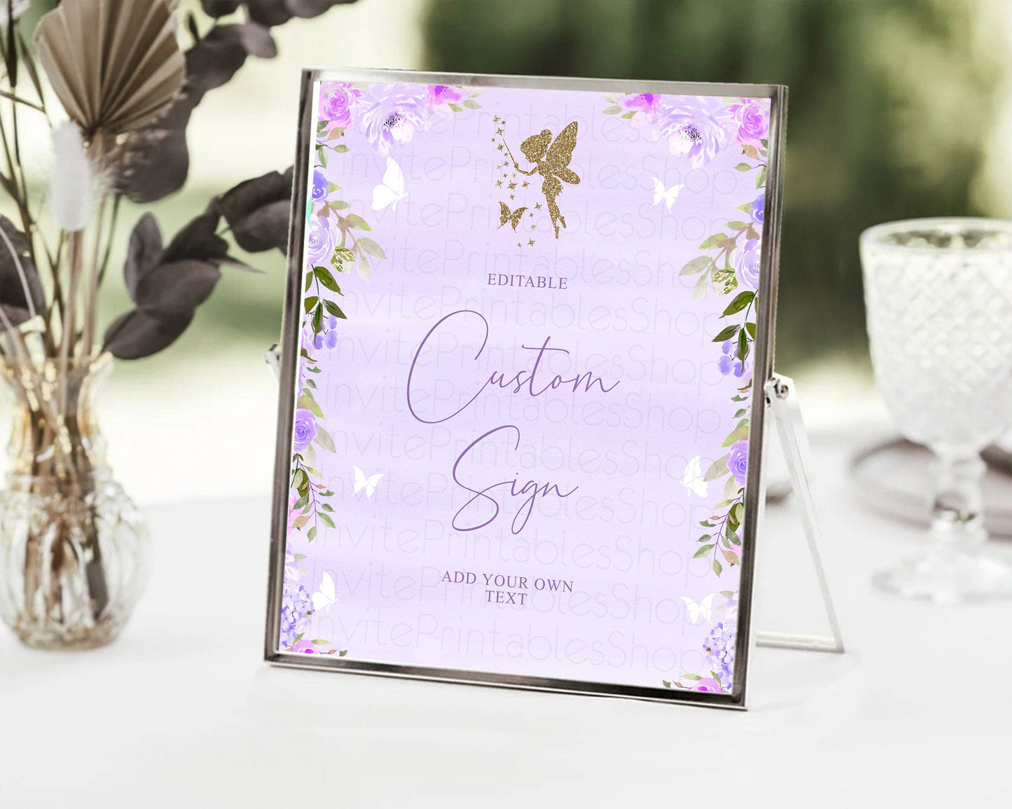 Fairy Sign Enchanted Garden Table Sign Decor Pastel Floral Butterfly Party Secret Garden Birthday Baptism Baby Shower Bridal Shower D10910