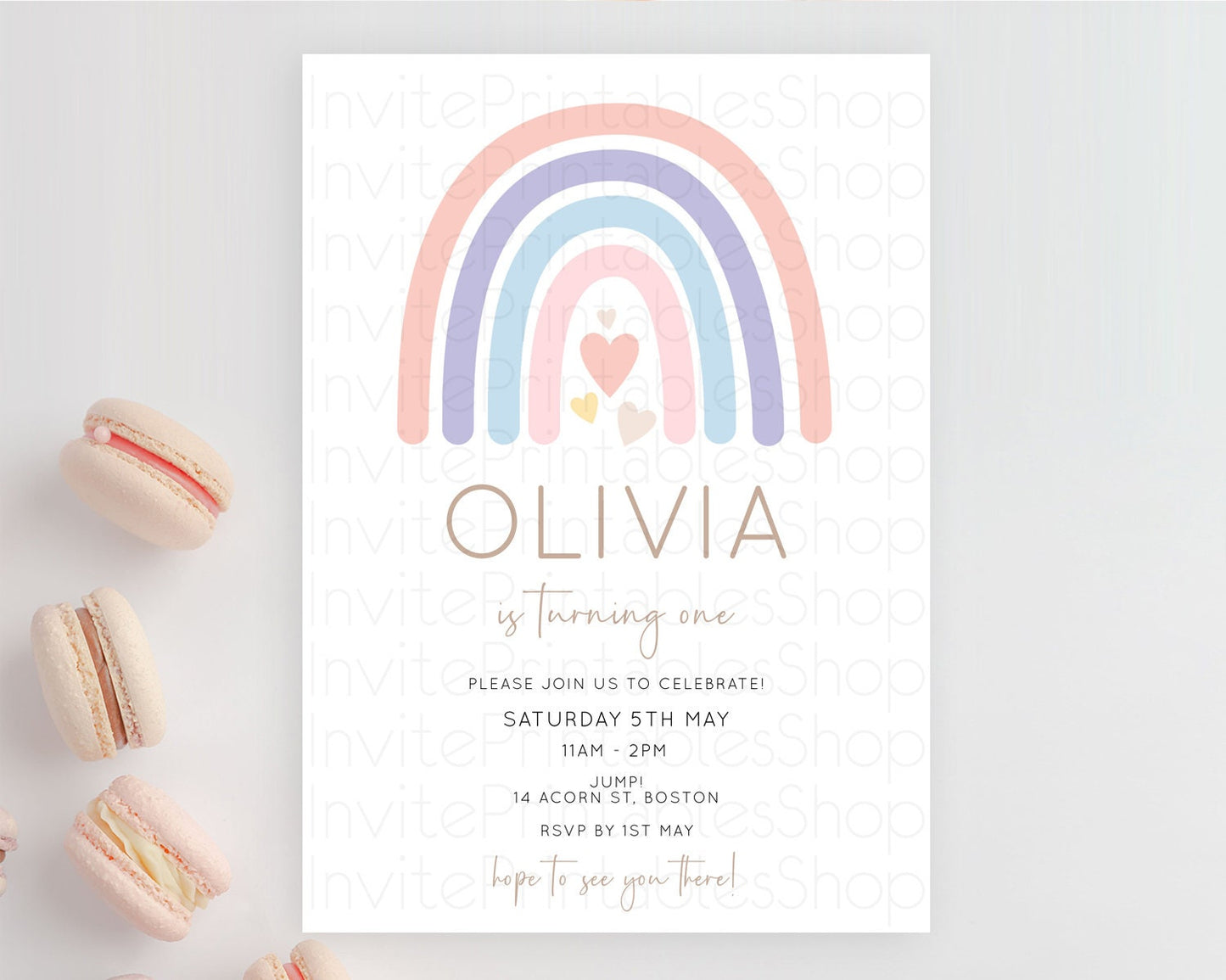 Pastel Rainbow Birthday Invitation Pastel Rainbow Invitation Rainbow Invitation Pastel Invitation Boho Rainbow 1st First Birthday D10788