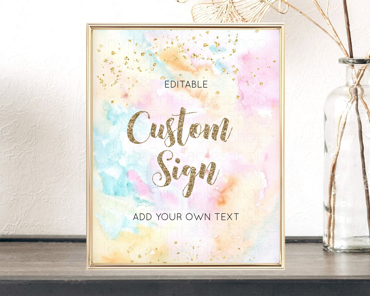 Pastel Rainbow Sign Cards Gifts Sign Table Signs Diaper Sign Books Sign Food Sign Custom Sign Glitter Wedding Birthday Baby Shower 8x10 G566