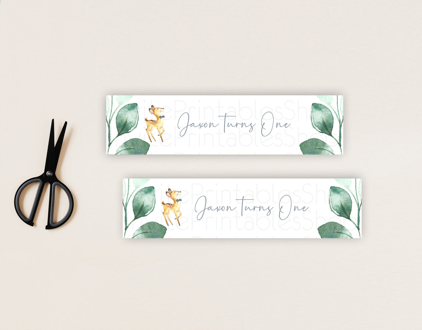 Fawn Deer Water Label Template Pastel Floral Deer Enchanted Forest Butterfly Party Decor Birthday Baptism Baby Shower Bridal Shower D10767