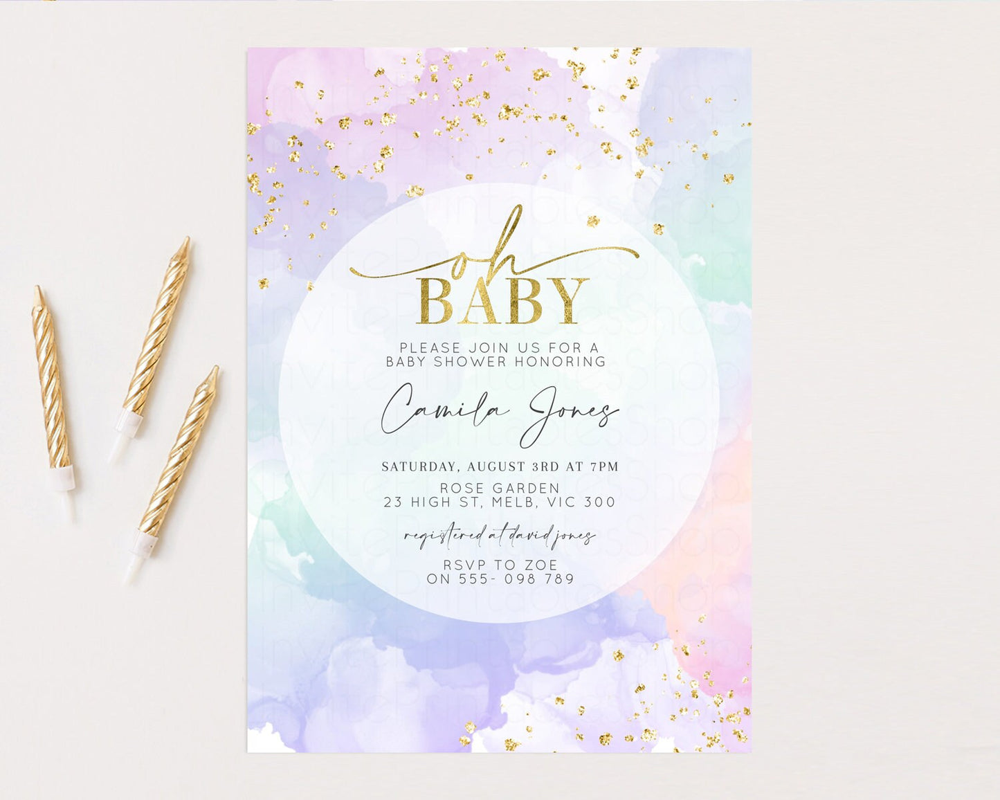 Pastel Baby Shower Invitation Rainbow Baby Shower Invitation Watercolor Ombre Invitation Rainbow Pastel Invite Colorful Glitter Shower 599v2