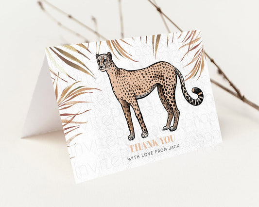 Cheetah Thank You Cheetah Thank You Card Cheetah Party Birthday Thank You Card Safari Card Template Cheetah Teacher Thank You Cards D10291