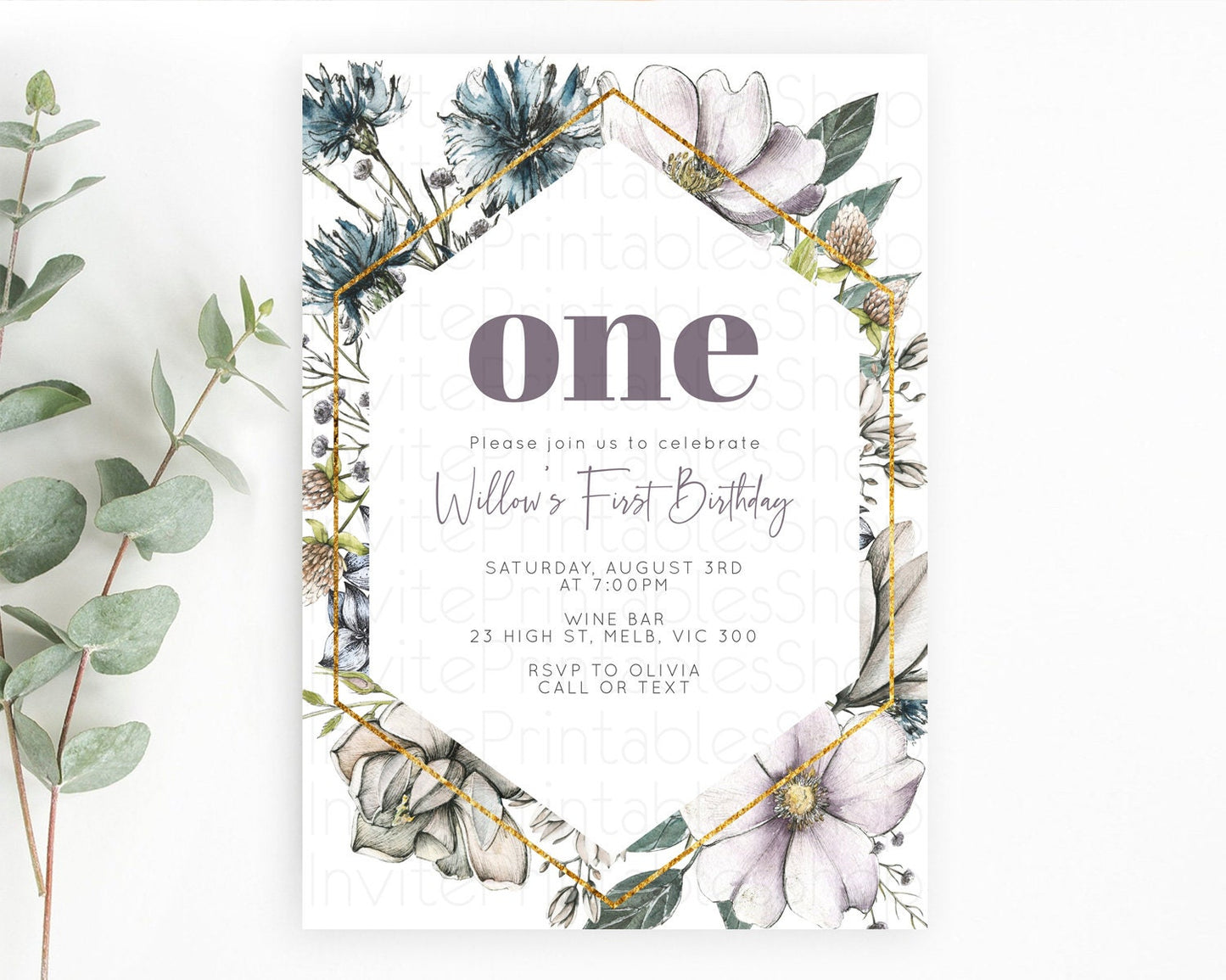 Secret Garden Invitation Wildflower Birthday Invitation Pastel Flowers Invite Enchanted Garden Boho Floral 3rd 2nd First Birthday D10501