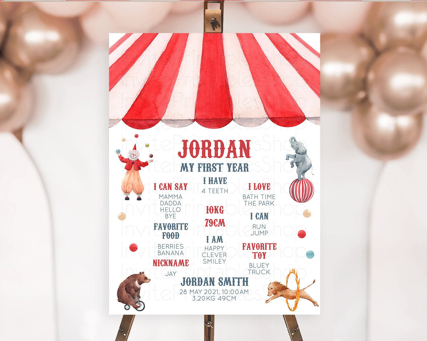 Circus First Birthday Milestone Board Carnival First Birthday Milestone Poster Step Right Up Circus Tent First Birthday Welcome Sign D10533