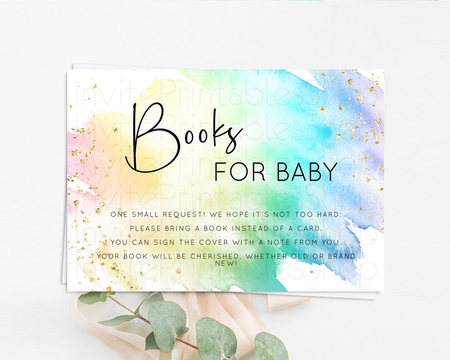Pastel Books For Baby Card Pastel Rainbow Book Insert Colorful Ombre Watercolor Book Card Confetti Glitter Baby Book Poem Request D10279