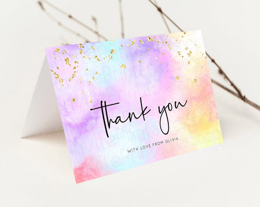 Pastel Thank You Rainbow Thank You Card Colorful Pastel Birthday Thank You Card Confetti Watercolor Pastel Teacher Thank You Cards D10438