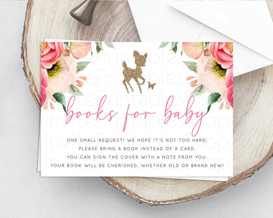 Editable Fawn Books For Baby Card Deer Book Insert Floral Deer Book Card Enc