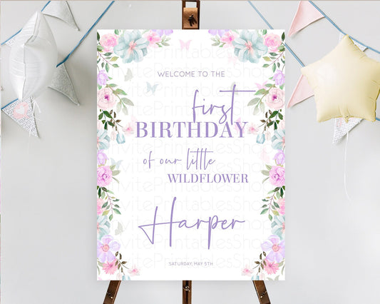 Editable Secret Garden Welcome Sign Wildflower Welcome Board Pastel Flower G