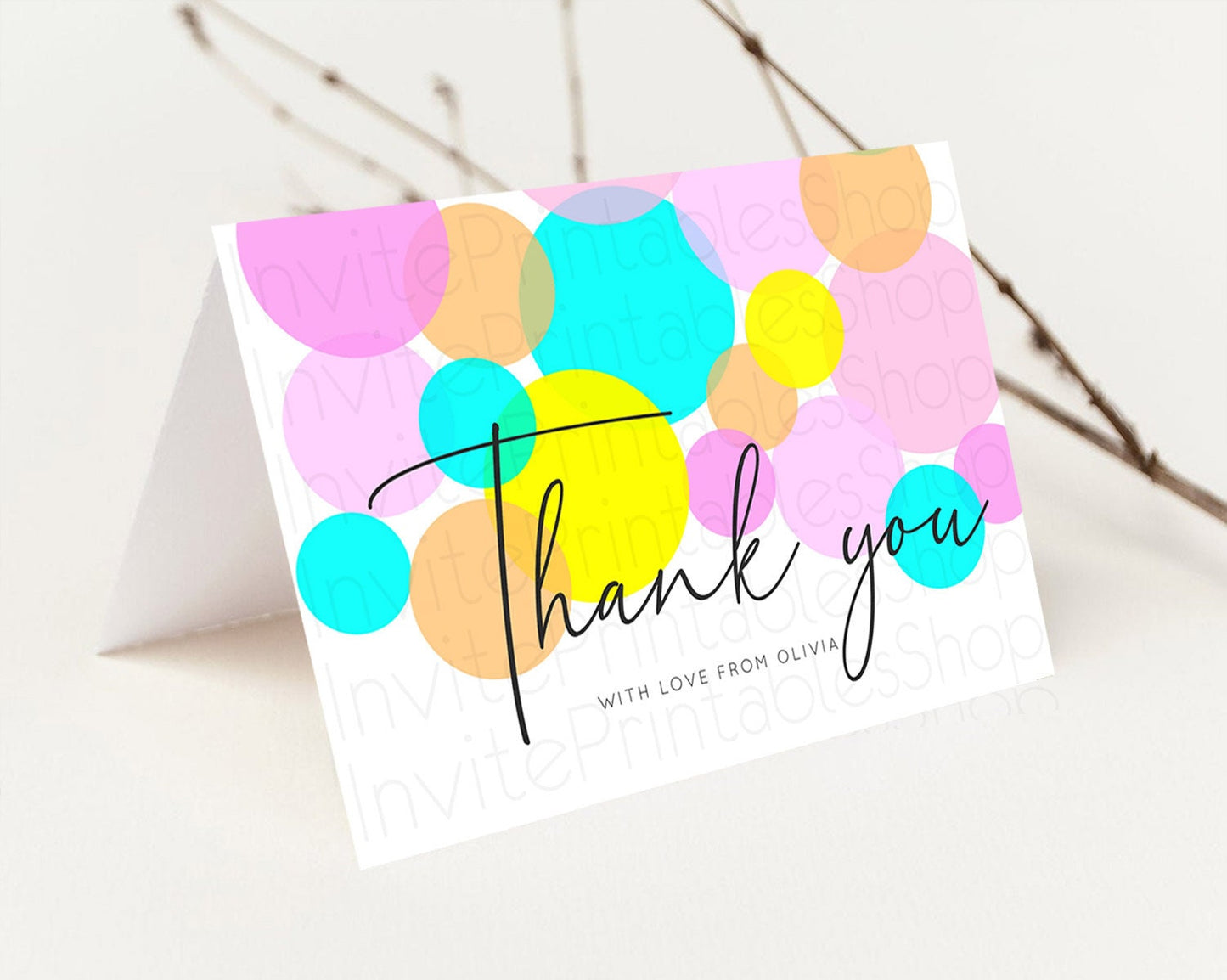 Rainbow Thank You Pastel Thank You Card Pastel Rainbow Birthday Thank You Confetti Colorful Pastel Cards Teacher Thank You Cards D10896