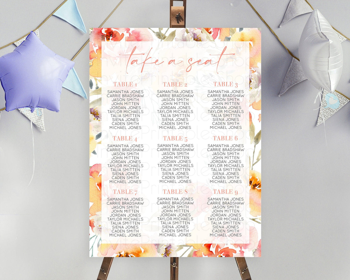 Secret Garden Seating Chart Wildflower Seating Chart Pastel Flowers Seating Chart Enchanted Garden Boho Floral Take A Seat Decor D10280