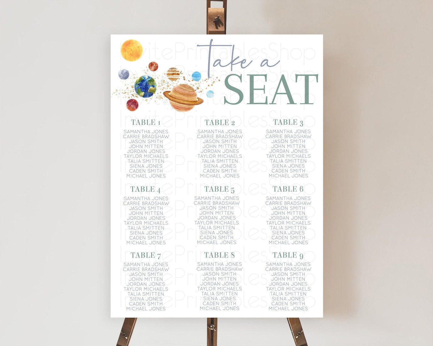 Space Seating Chart Space Seating Decor First Trip Around the Sun Decor Decor Sky Stars Planets Milkyway Solar System Take A Seat D10598