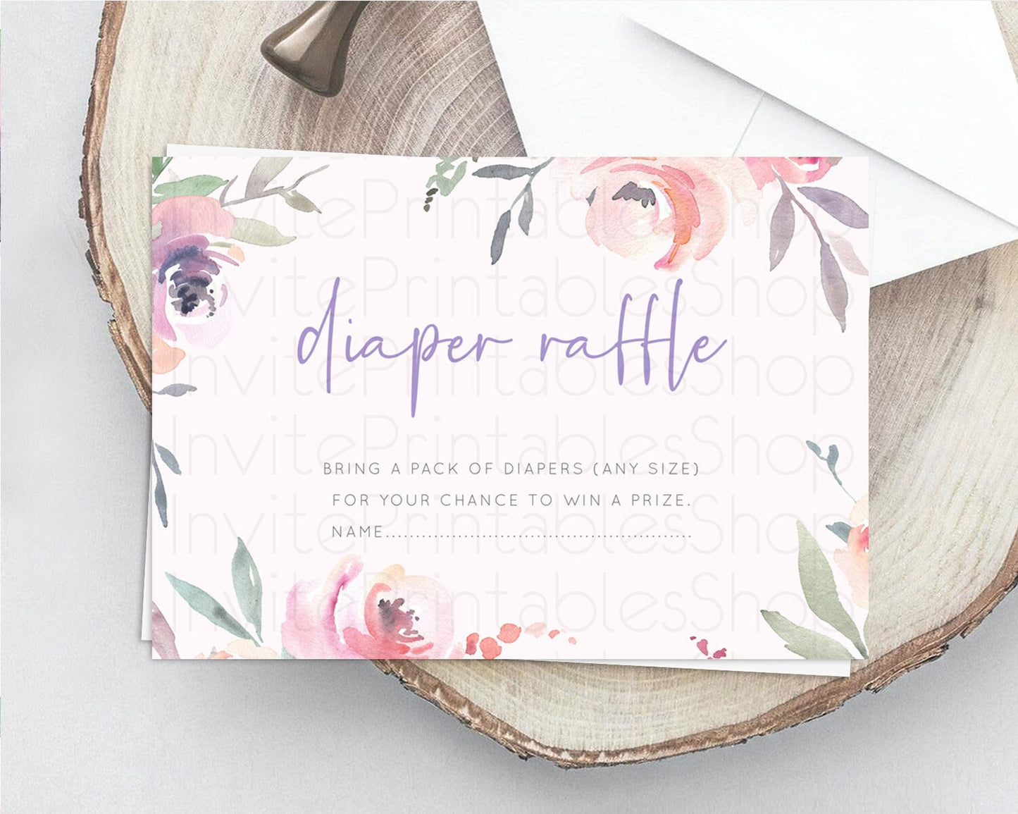 Secret Garden Diaper Raffle Card Boho Wildflower Diaper Raffle Insert Pastel Flower Garden Baby Shower Card Flower Raffle Game D10198