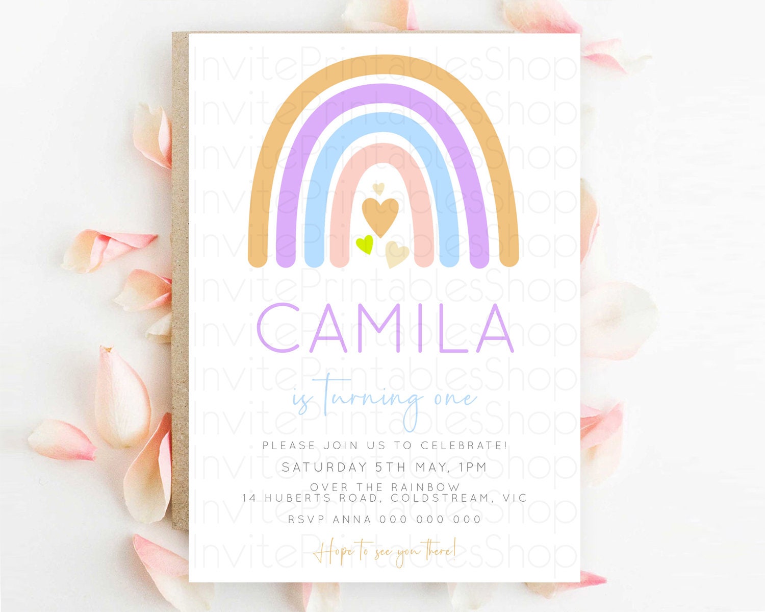 Editable Pastel Rainbow Birthday Invitation Pastel Rainbow Invitation Rainbo
