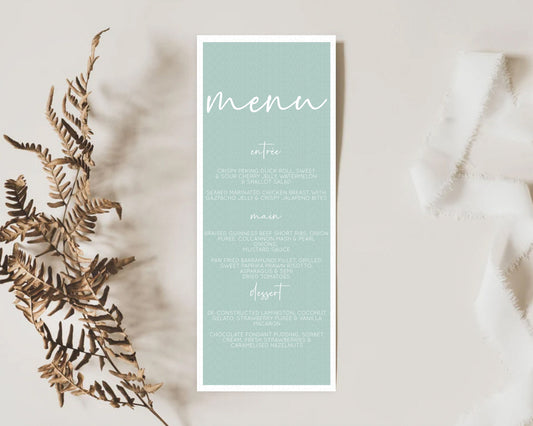 Editable Green Menu Pastel Green Menu Template Green Minimalist Table Decor