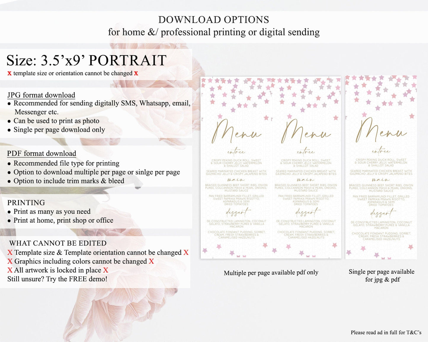 Star Menu Template Pastel Stars Menu Shooting Star Twinkle Little Star Decor Rainbow Colorful Confetti Dinner Dessert Food Menu D10344