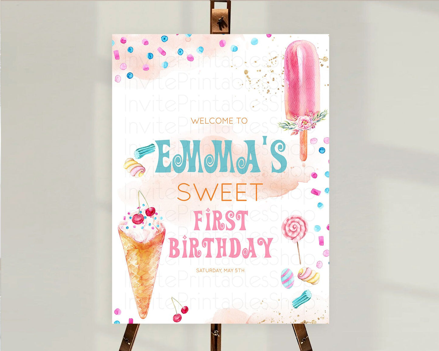 Ice Cream Welcome Sign Sweet One Welcome Board Heres The Scoop Decor Pastel Candy Welcome Poster Candy First Birthday Welcome Sign D10554