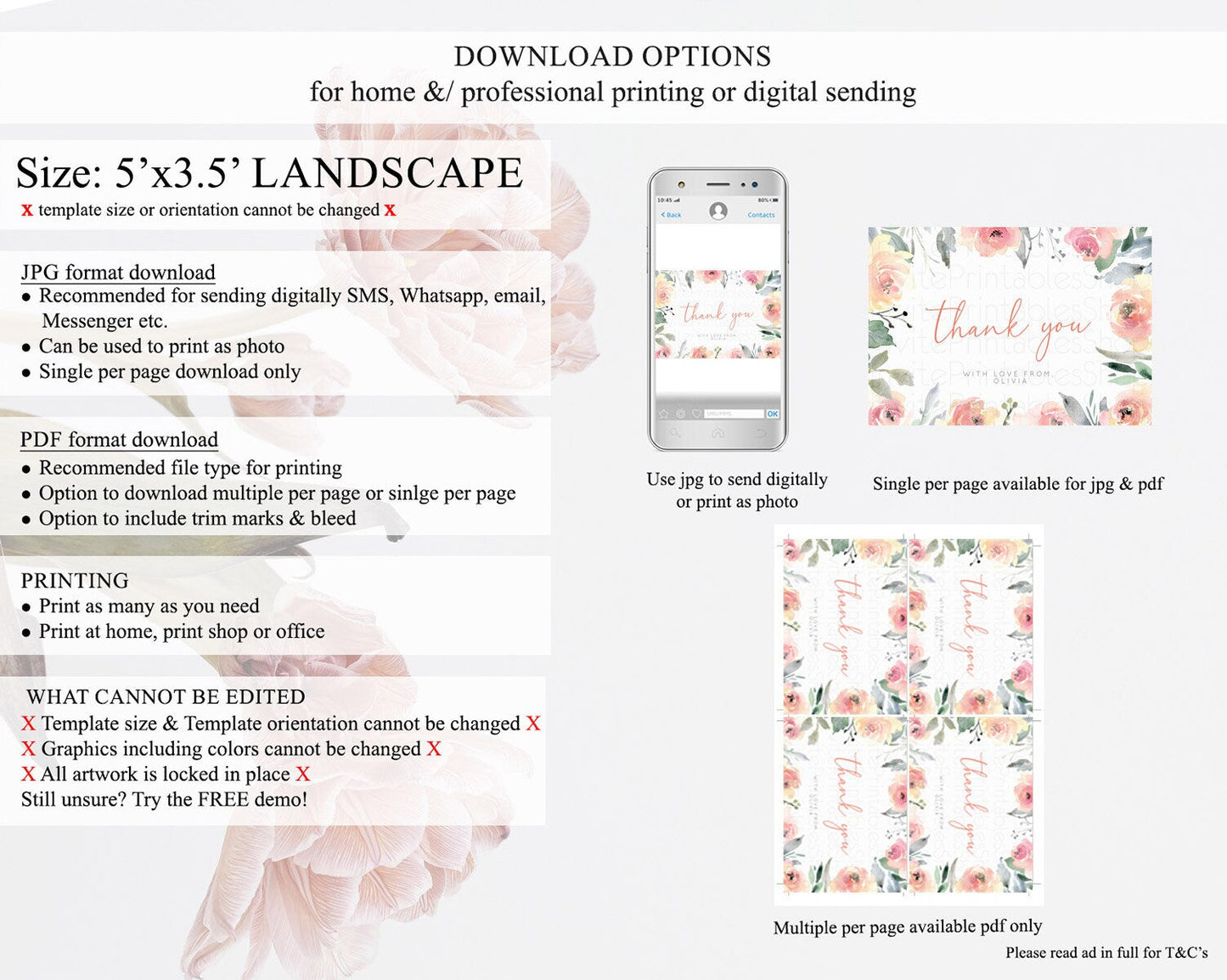 Secret Garden Thank You Wildflower Thank You Card Pastel Flower Garden Birthday Thank You Card Boho Floral Teacher Thank You Card D10778