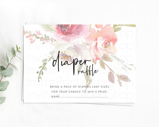 Editable Secret Garden Diaper Raffle Card Boho Wildflower Diaper Raffle Inse