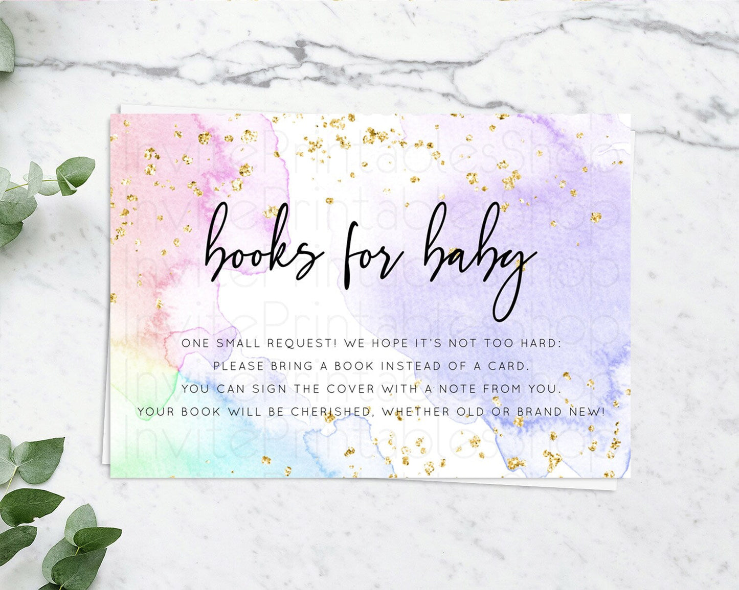 Pastel Books For Baby Card Pastel Rainbow Book Insert Colorful Ombre Watercolor Book Card Confetti Glitter Baby Book Poem Request D10215