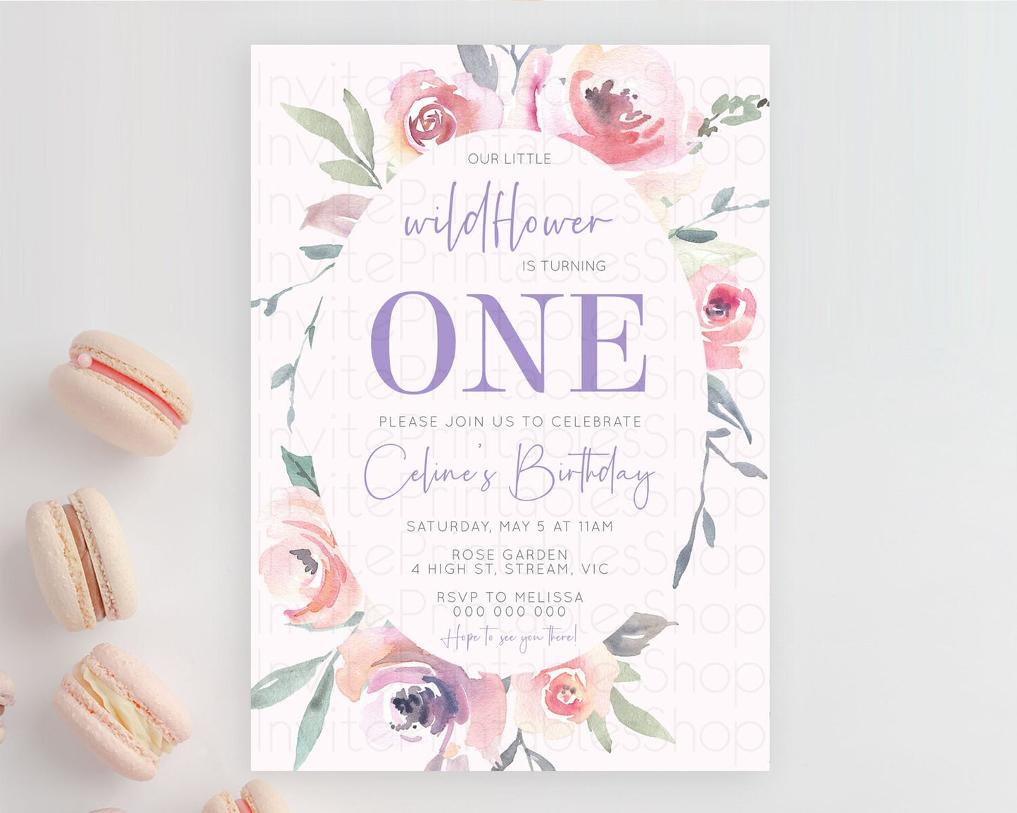 Secret Garden Invitation Wildflower Birthday Invitation Pastel Flowers Invite Enchanted Garden Boho Floral 3rd 2nd First Birthday D10222