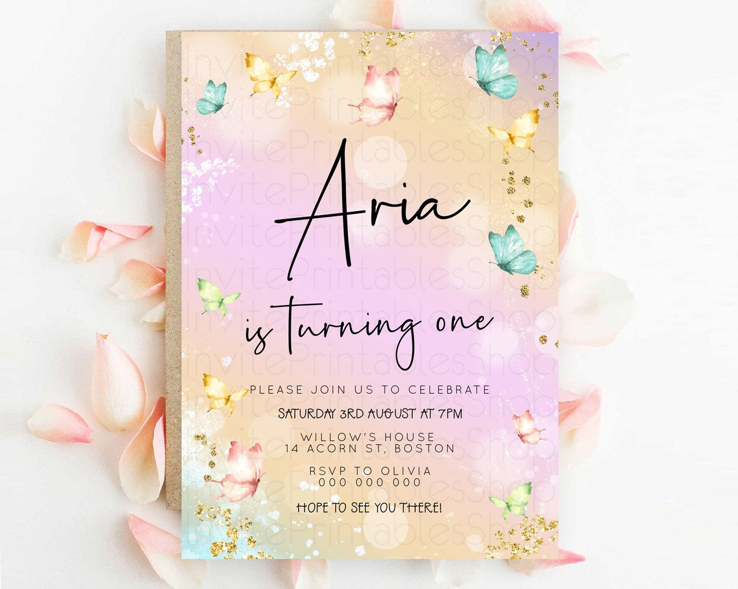 Editable Pastel Butterfly Birthday Invitation Butterfly Birthday Invitation