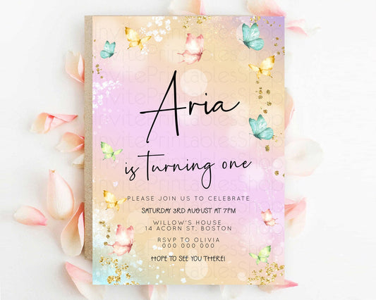Editable Pastel Butterfly Birthday Invitation Butterfly Birthday Invitation