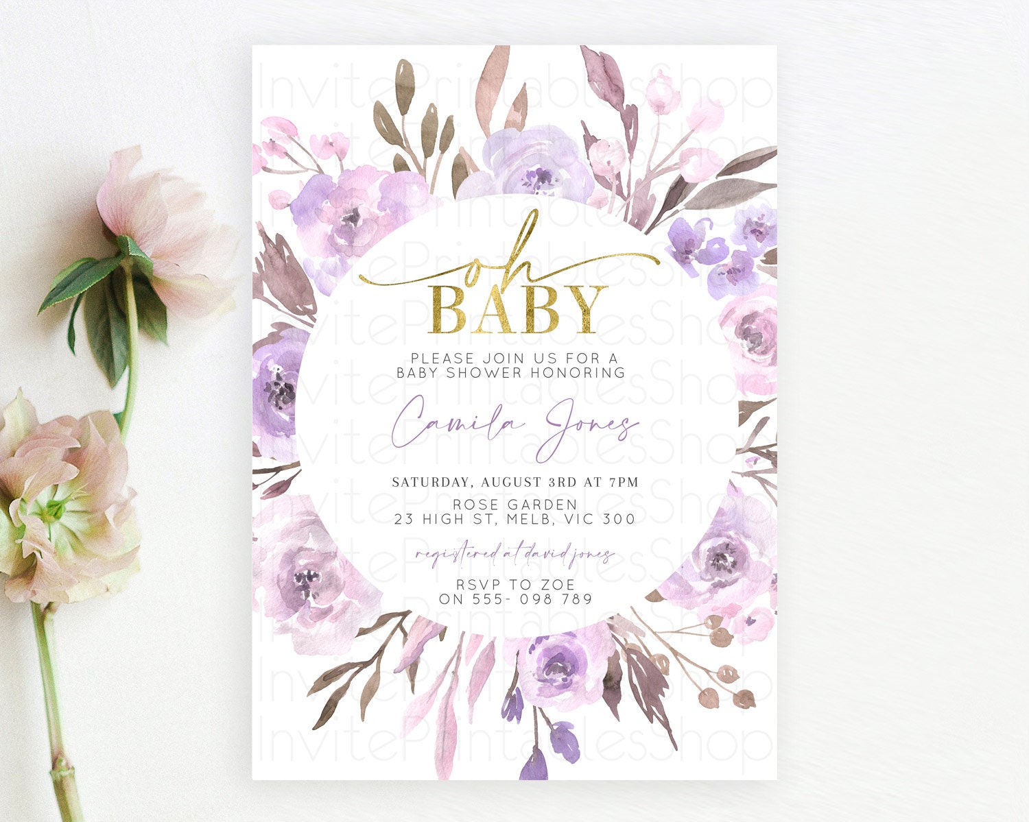 Editable Wildflower Baby Shower Invitation Secret Garden Baby Shower Invitat