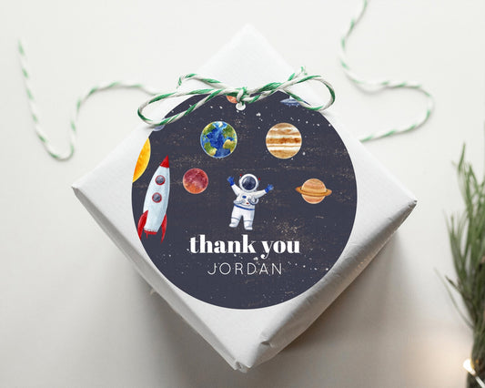 Space Thank You Tags Space Thank You Gift Tags First Trip Around the Sun Favor Tags Planets Solar System ONE year First Birthday Tag D10144