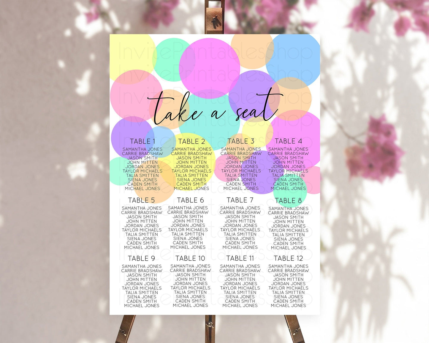Pastel Seating Chart Pastel Confetti Seating Chart Bubbles Sprinkles Seating Sign Colorful Rainbow Decor Confetti Seating Board D10888