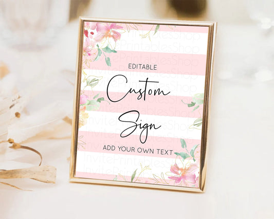 Editable Wildflower Floral Table Sign Decor Secret Garden Sign Template Past