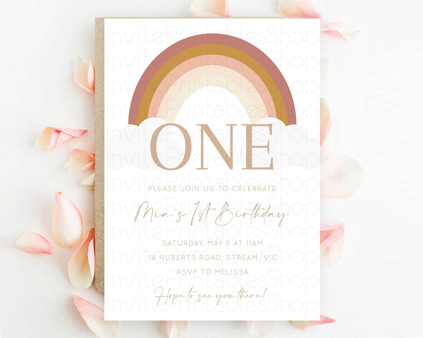 Pastel Rainbow Birthday Invitation Pastel Rainbow Invitation Rainbow Invitation Pastel Invitation Boho Rainbow 1st First Birthday D10122