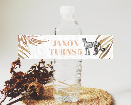 Cheetah Water Label Template Cheetah Party Decor Water Label Safari Adventure Cheetah Minimal Theme 1st Birthday Baptism Baby Shower D10291