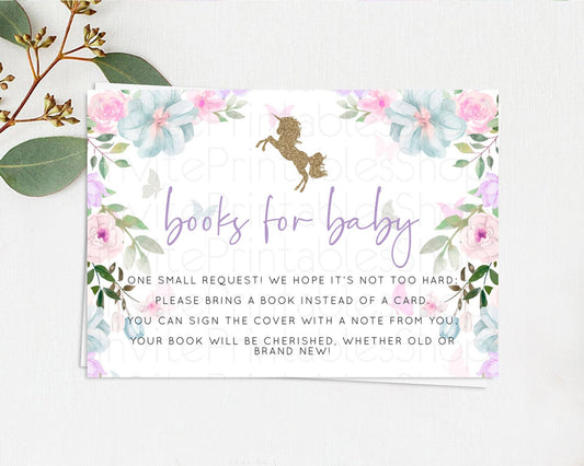 Editable Unicorn Garden Books For Baby Card Floral Unicorn Book Insert Paste