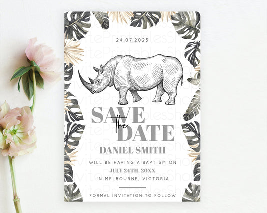 Editable Rhino Save The Date Template Rhino Party Save The Date Safari Adven