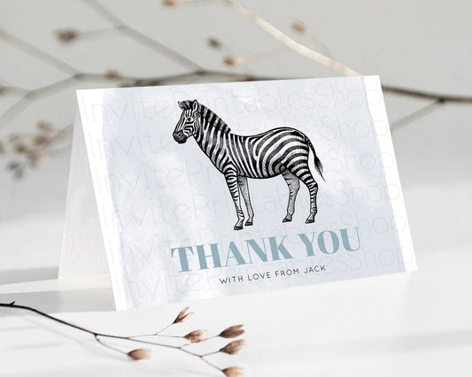 Editable Zebra Thank You Zebra Thank You Card Zebra Birthday Thank You Cards