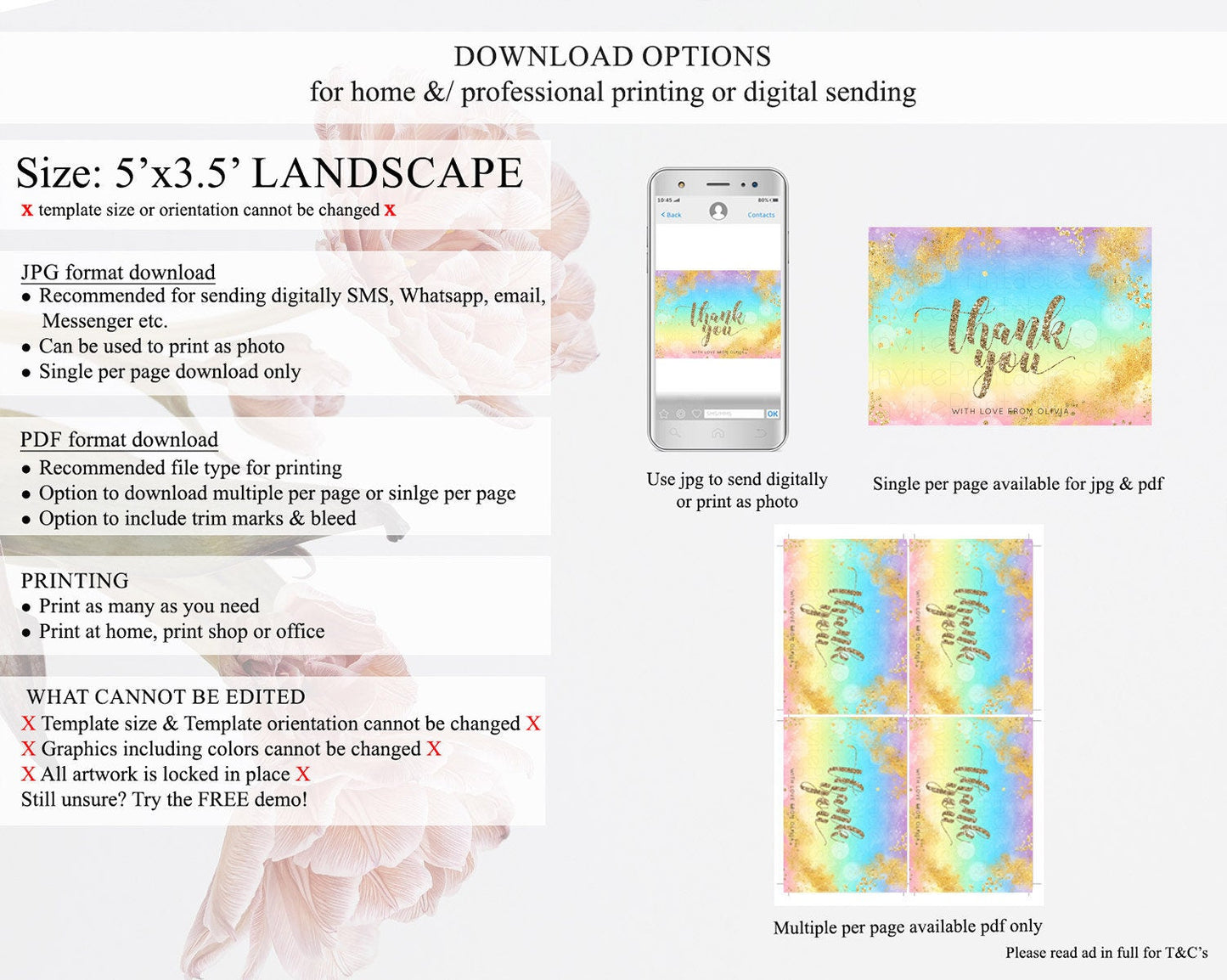Pastel Thank You Rainbow Thank You Card Colorful Pastel Birthday Thank You Card Confetti Watercolor Pastel Teacher Thank You Cards D10561