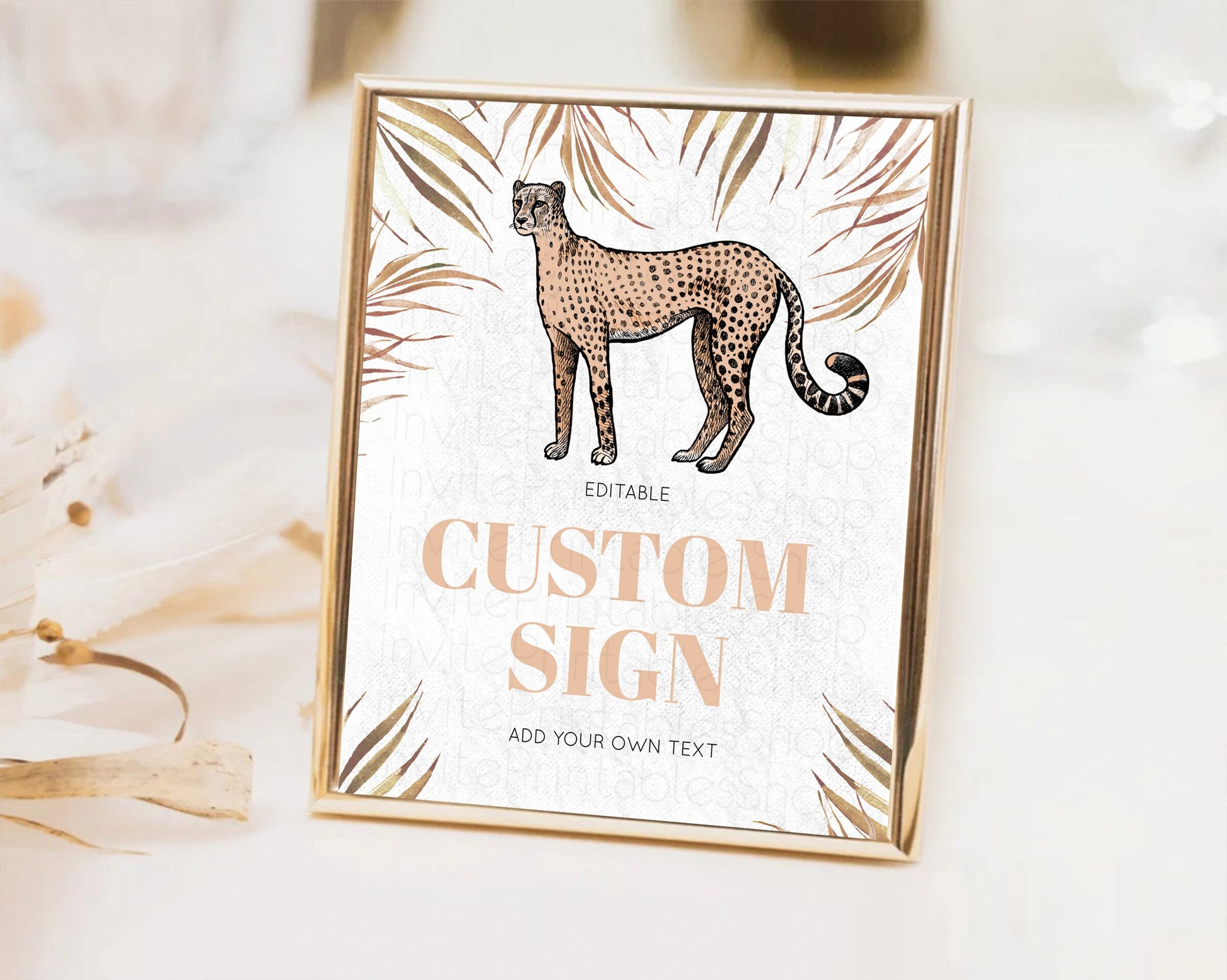 Editable Cheetah Sign Cheetah Party Sign Template Safari Adventure Table Sig