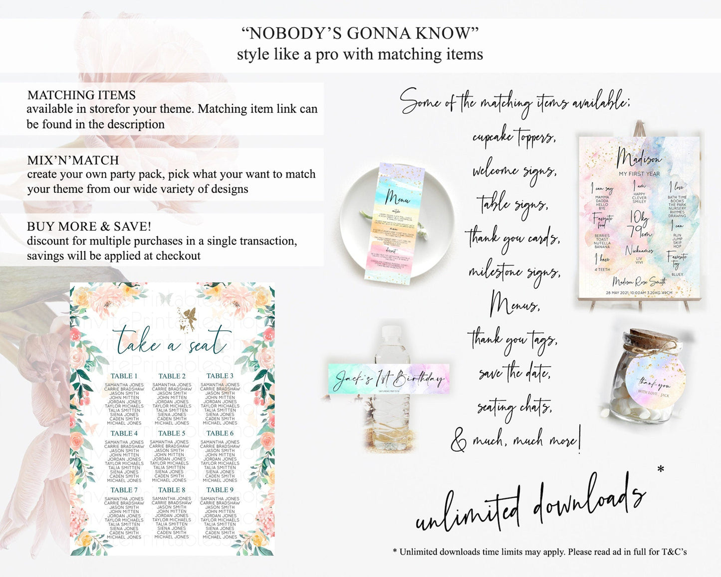 Fairy Seating Chart Pastel Fairy Seating Chart Fairy Tea Party Fairy Garden Seating Sign Enchanted Garden Floral Butterfly Decor D10239