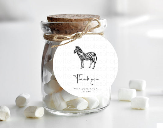 Zebra Thank You Tags Zebra Thank You Gift Tags Zebra Favor Tags Zebra Goodie Tags Dried Palm Fern Zebra First Birthday Thank You D10249